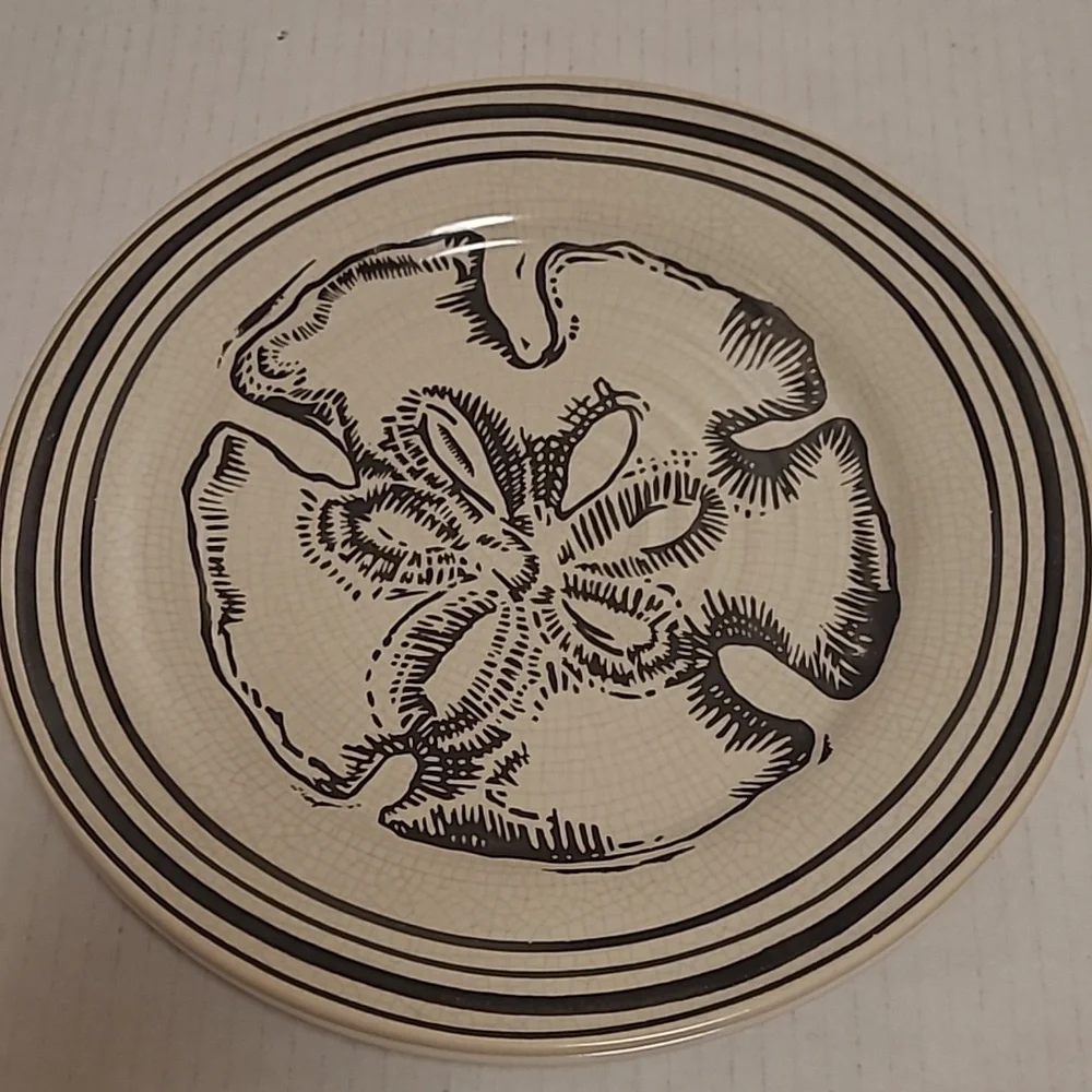 Pair of Vintage Pottery Barn Crackle Seashell Plates